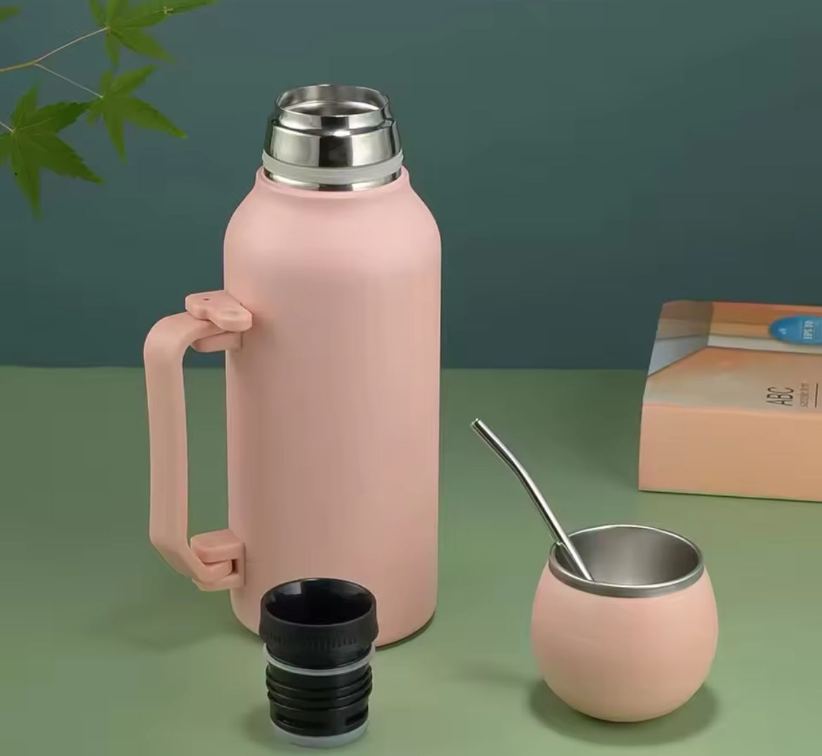 1200ml Stainless Steel Yerba Mate Thermos, Large Capacity Vacuum Flask Bottle, Insulated Tumbler Handle Water Bottle 1200ml Stainless Steel Yerba Mate Thermos, Large Capacity Vacuum Flask Bottle, Insulated Tumbler Handle Water Bottle